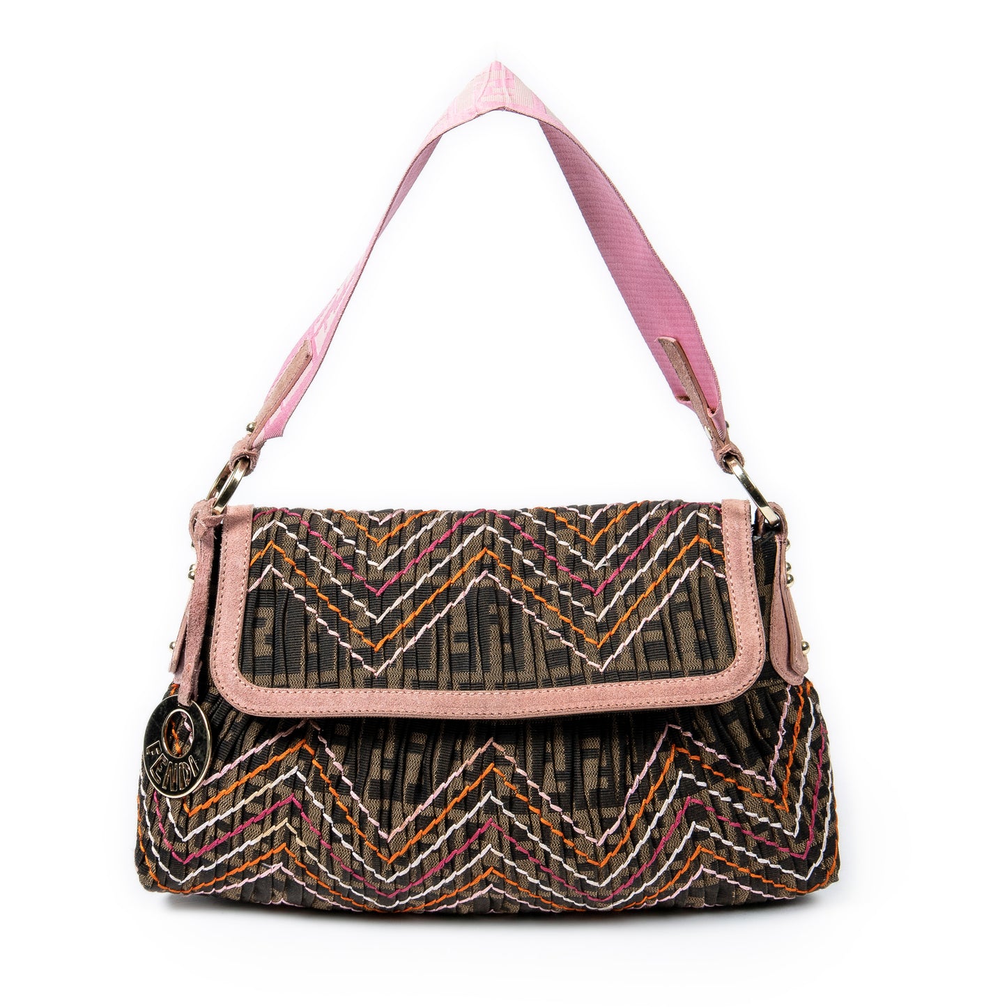Fendi 芬迪單肩包: 大號刺繡廚師蓋口包
