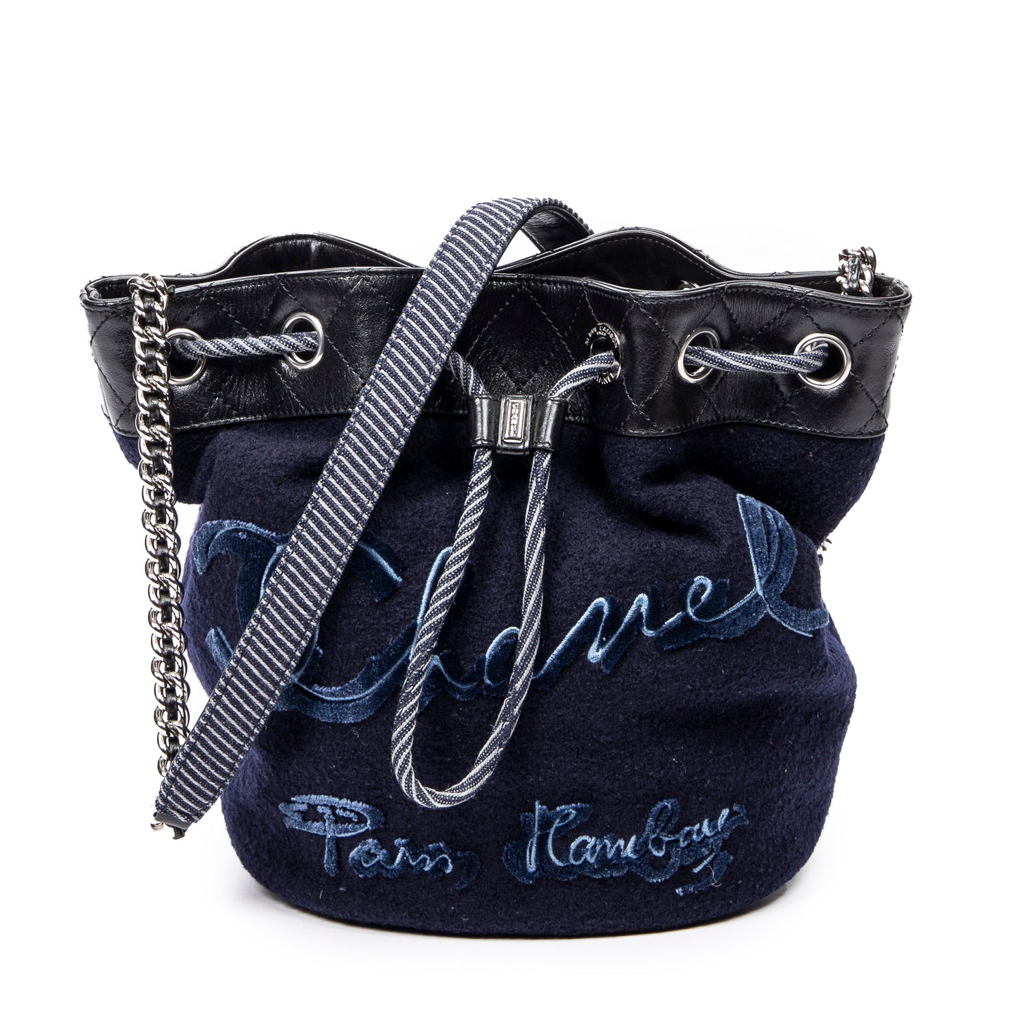 Chanel 香奈兒單肩包: Embroidered Wool Bucket Chain Bag