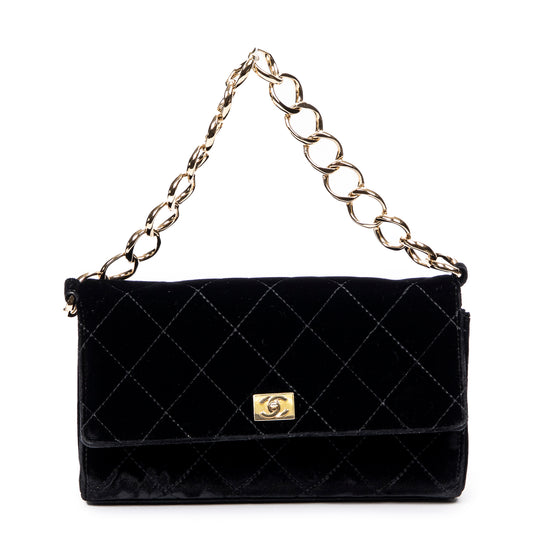 Chanel 香奈兒單肩包: Small CC Push Lock Velvet Straight Flap