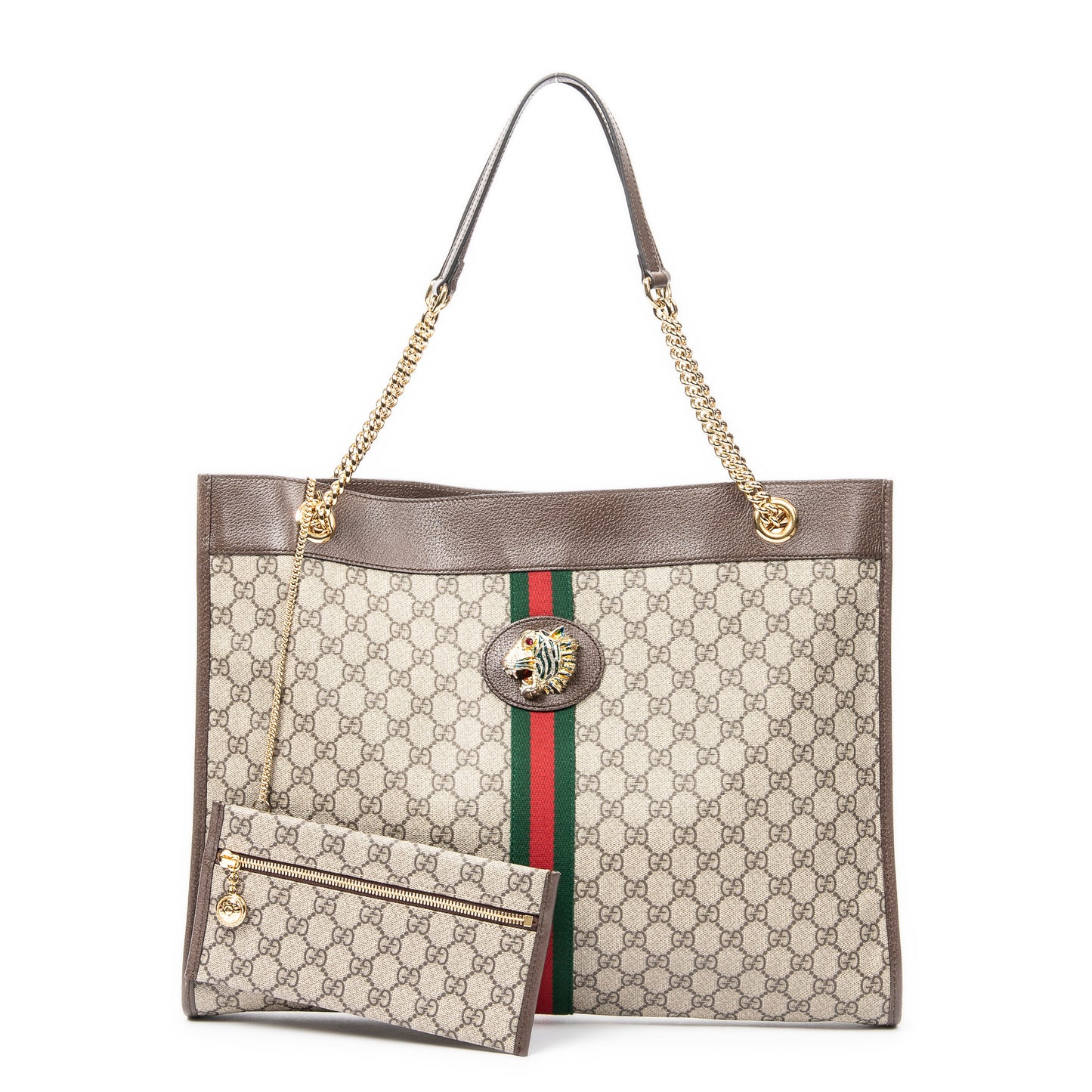 Gucci 古馳單肩包: Web 大號 Rajah Tiger 托特包
